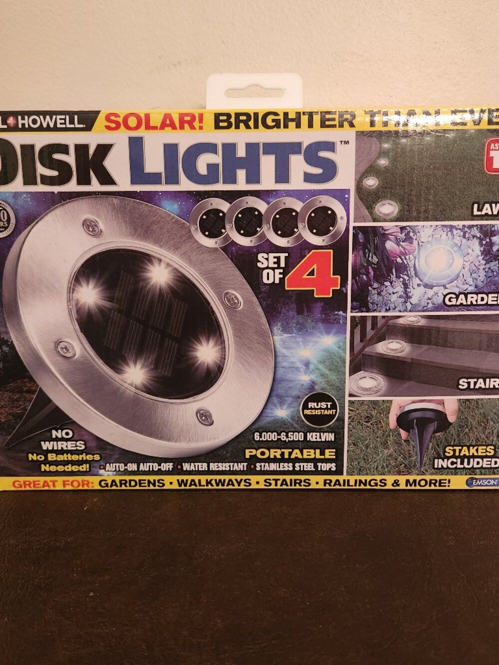 Bell + Howell 4-Pack LED Solar Disk Lights